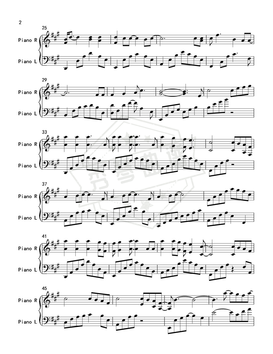 图片[2]-《偏爱》钢琴五线谱c调演奏版-秀琴曲谱网