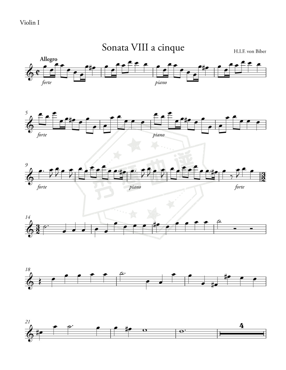 Sonatae tam aris quam aulis servientes(Heinrich Ignaz Franz von Biber)小提琴 1-秀琴曲谱网