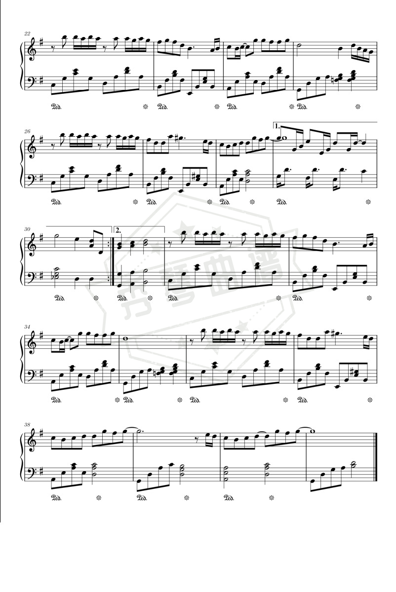 图片[2]-《去有风的地方》钢琴五线谱g调演奏版-秀琴曲谱网