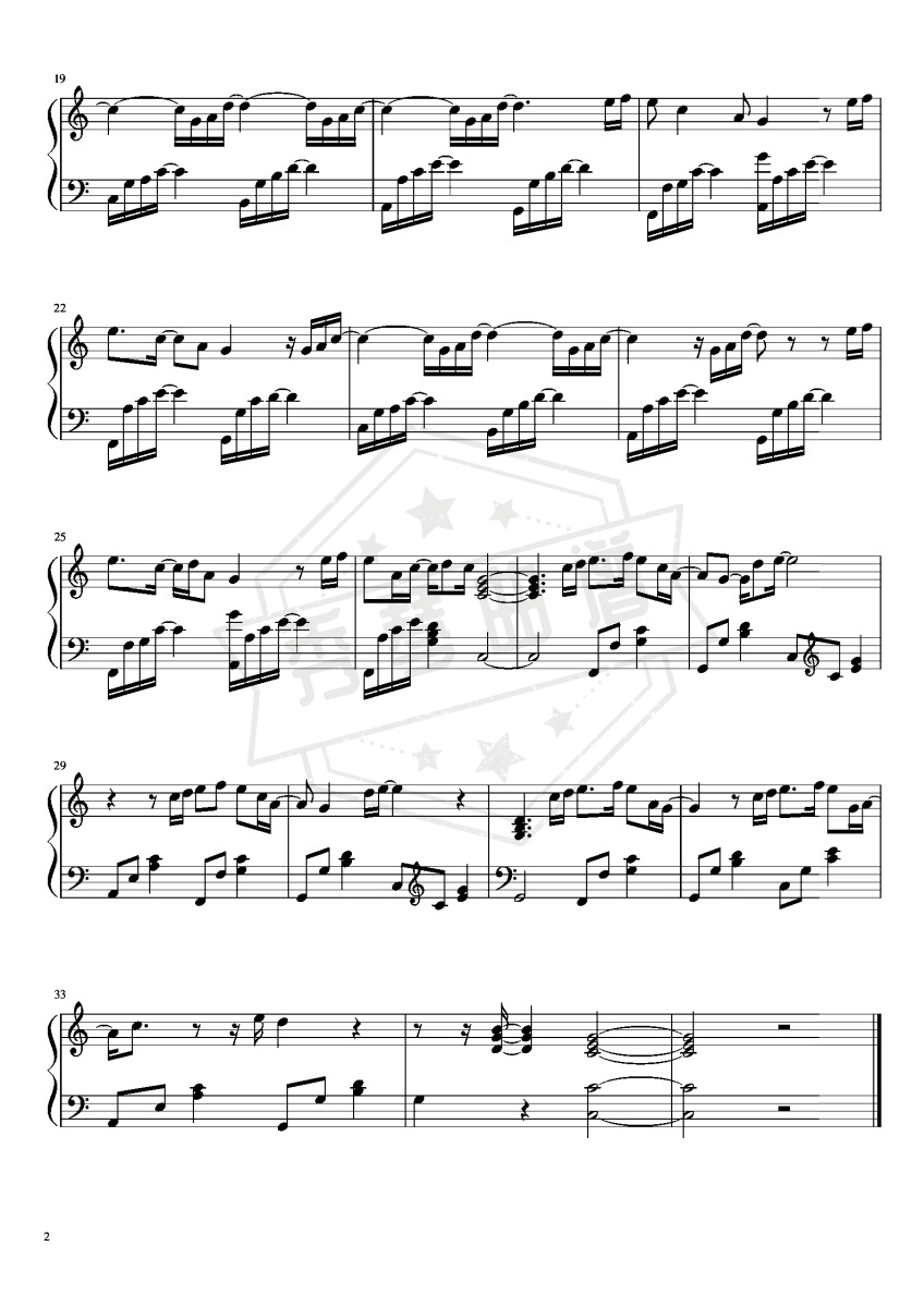 图片[2]-《出现又离开》钢琴五线谱c调演奏版-秀琴曲谱网