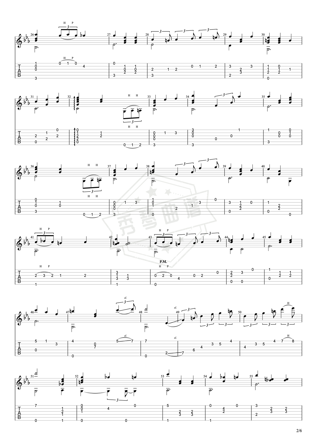 图片[2]-《雨の日はワルツを踊って》吉他简谱c调指弹谱（伍伍慧）-秀琴曲谱网