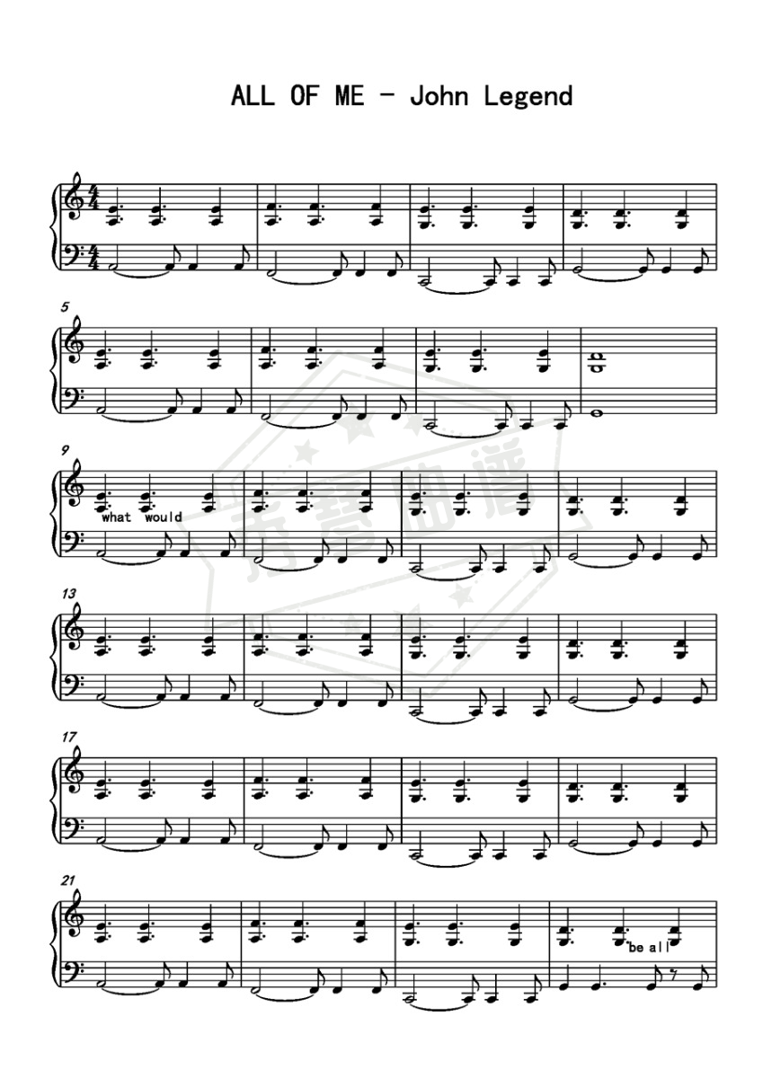 All Of Me-秀琴曲谱网