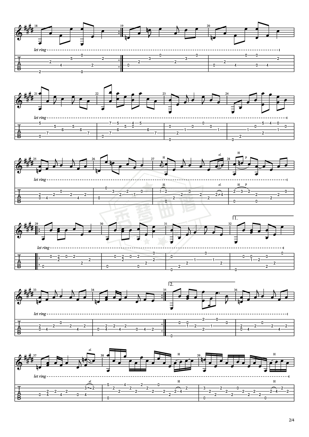 图片[2]-《Yellow》吉他简谱E调指弹谱（Coldplay）-秀琴曲谱网