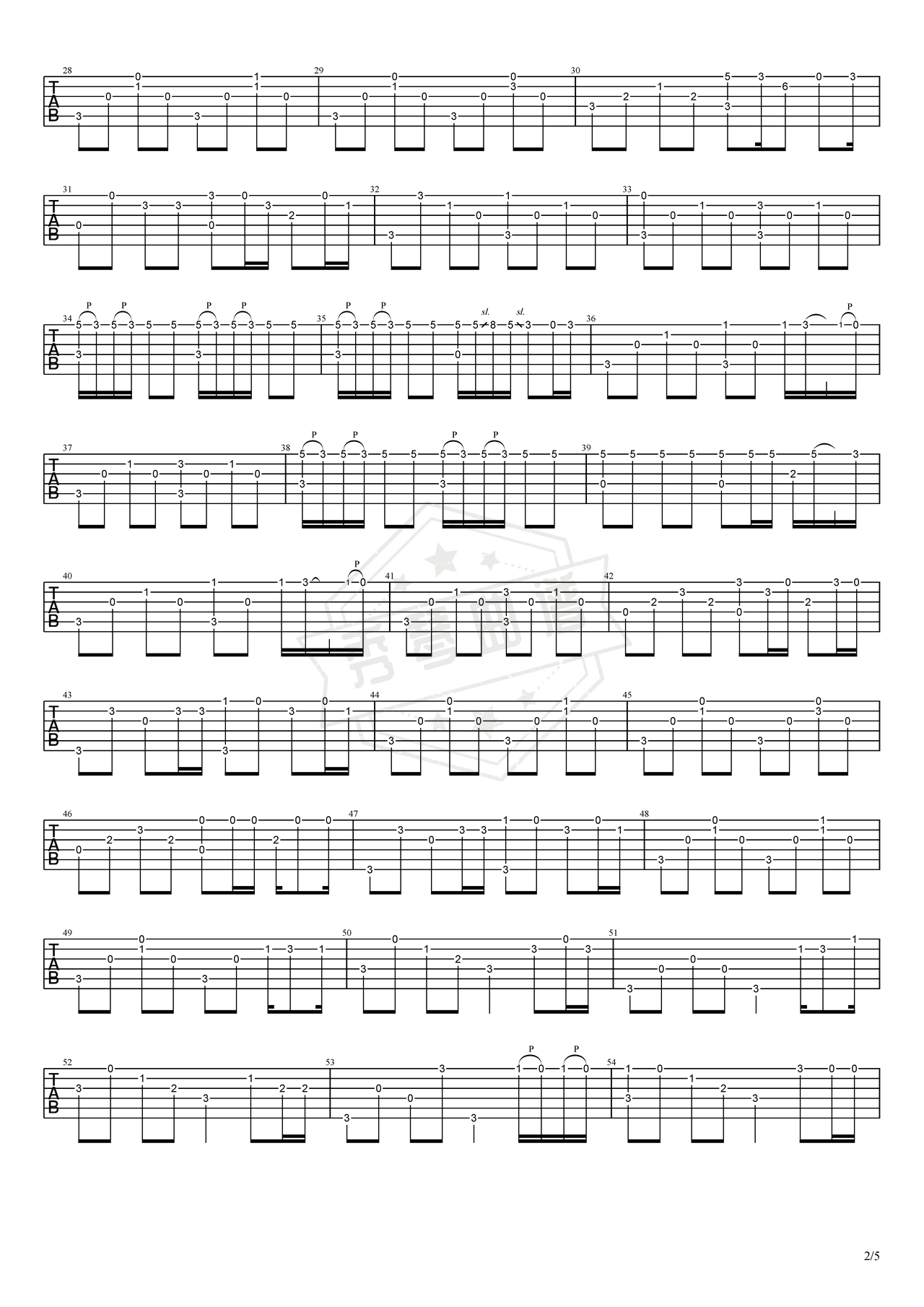 图片[2]-《Novermber Rain》吉他简谱C调指弹谱（Guns n’ Roses）-秀琴曲谱网