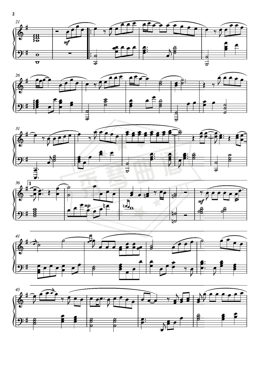 图片[2]-《手心的蔷薇》钢琴五线谱g调演奏版-秀琴曲谱网