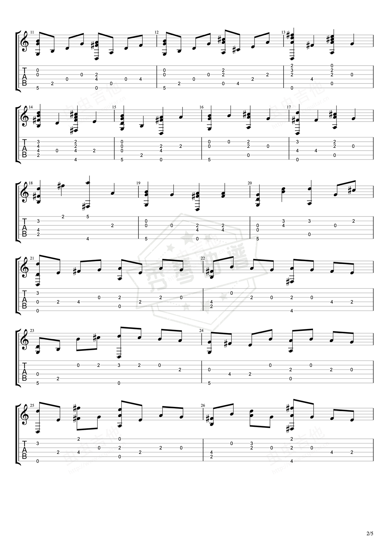 图片[2]-《卡农》吉他简谱D调指弹谱（Johann Pachelbel）-秀琴曲谱网