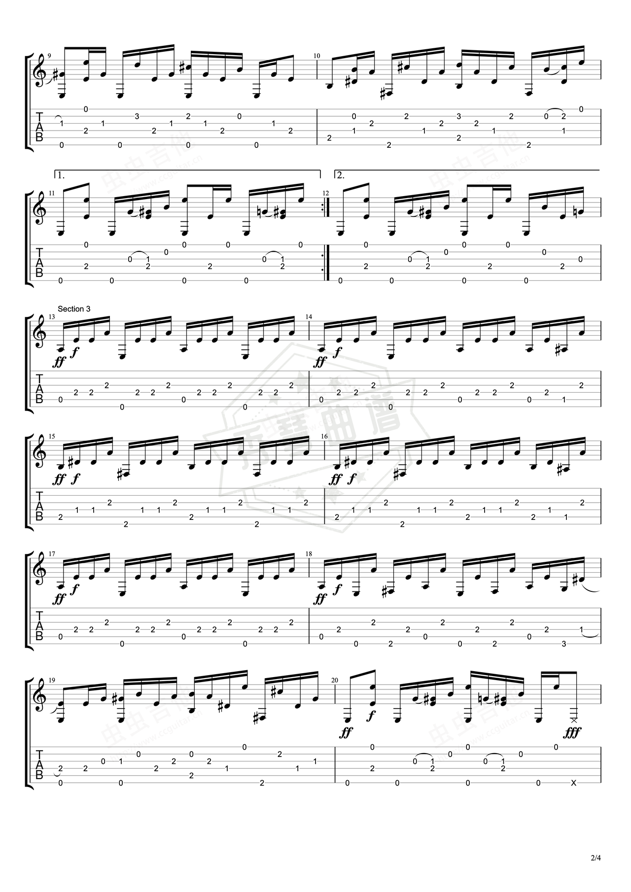 图片[2]-《Last Steam Engine Train》吉他简谱E大调指弹谱（Leo Kottke）-秀琴曲谱网