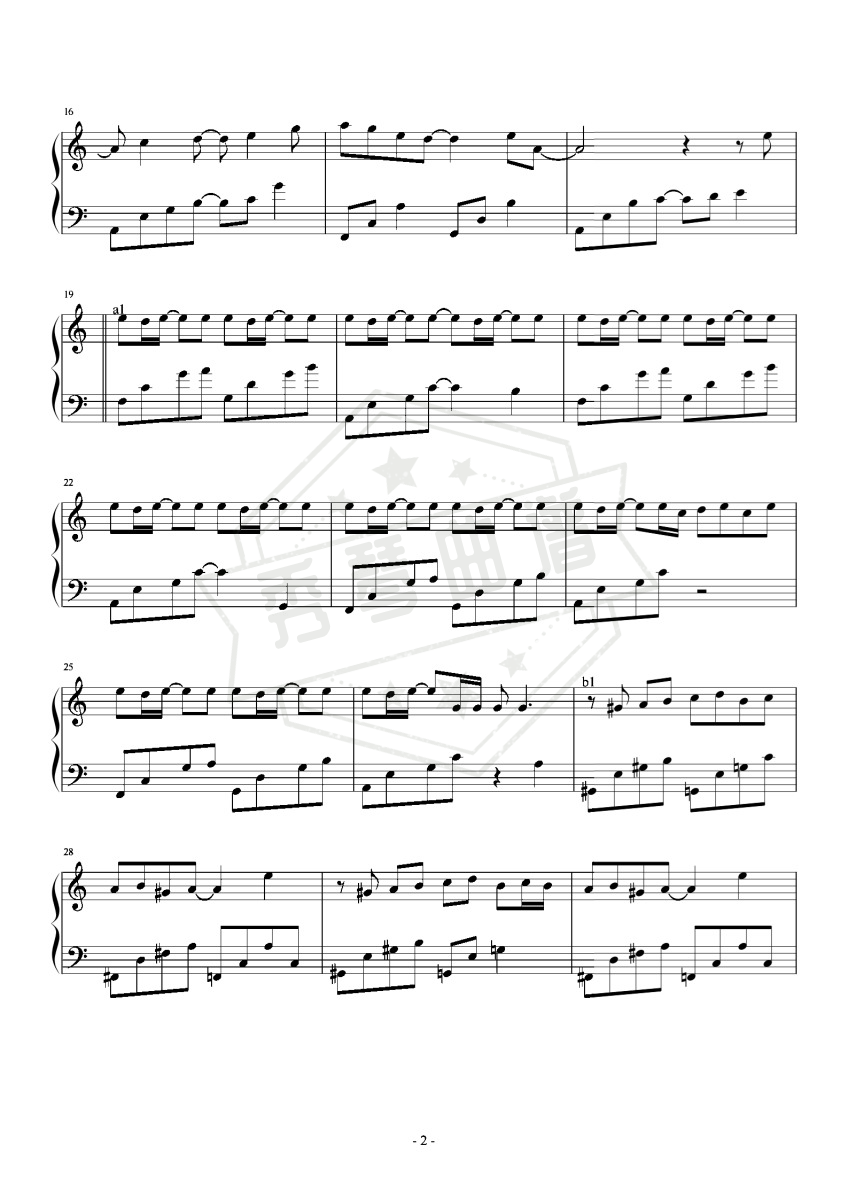 图片[2]-《反方向的钟》钢琴五线谱c调演奏版-秀琴曲谱网
