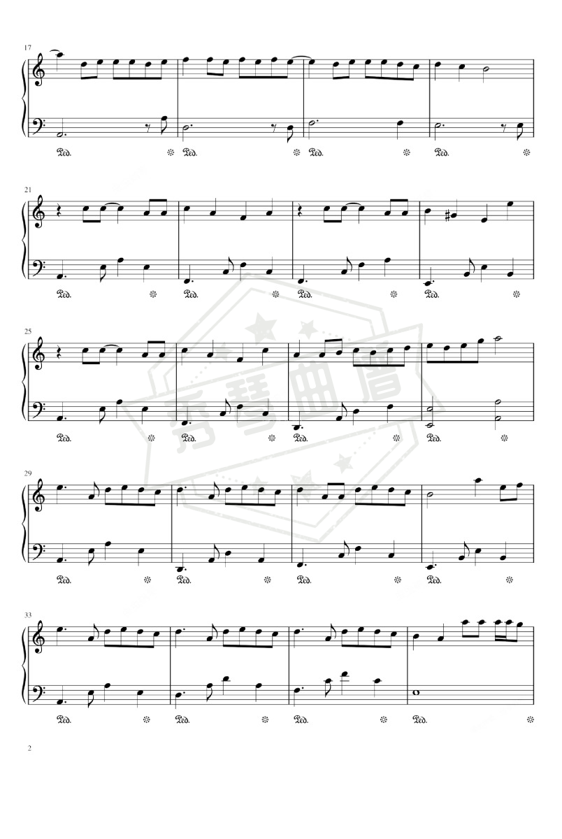 图片[2]-《楼外楼》钢琴五线谱调演奏版-秀琴曲谱网
