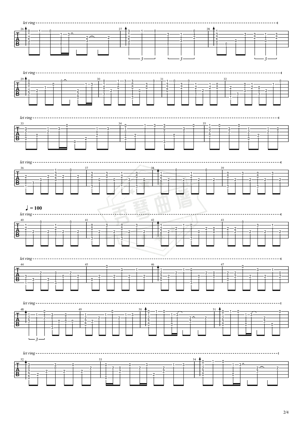 图片[2]-《碧绿色的兔子》吉他简谱C调指弹谱（酒井法子）-秀琴曲谱网