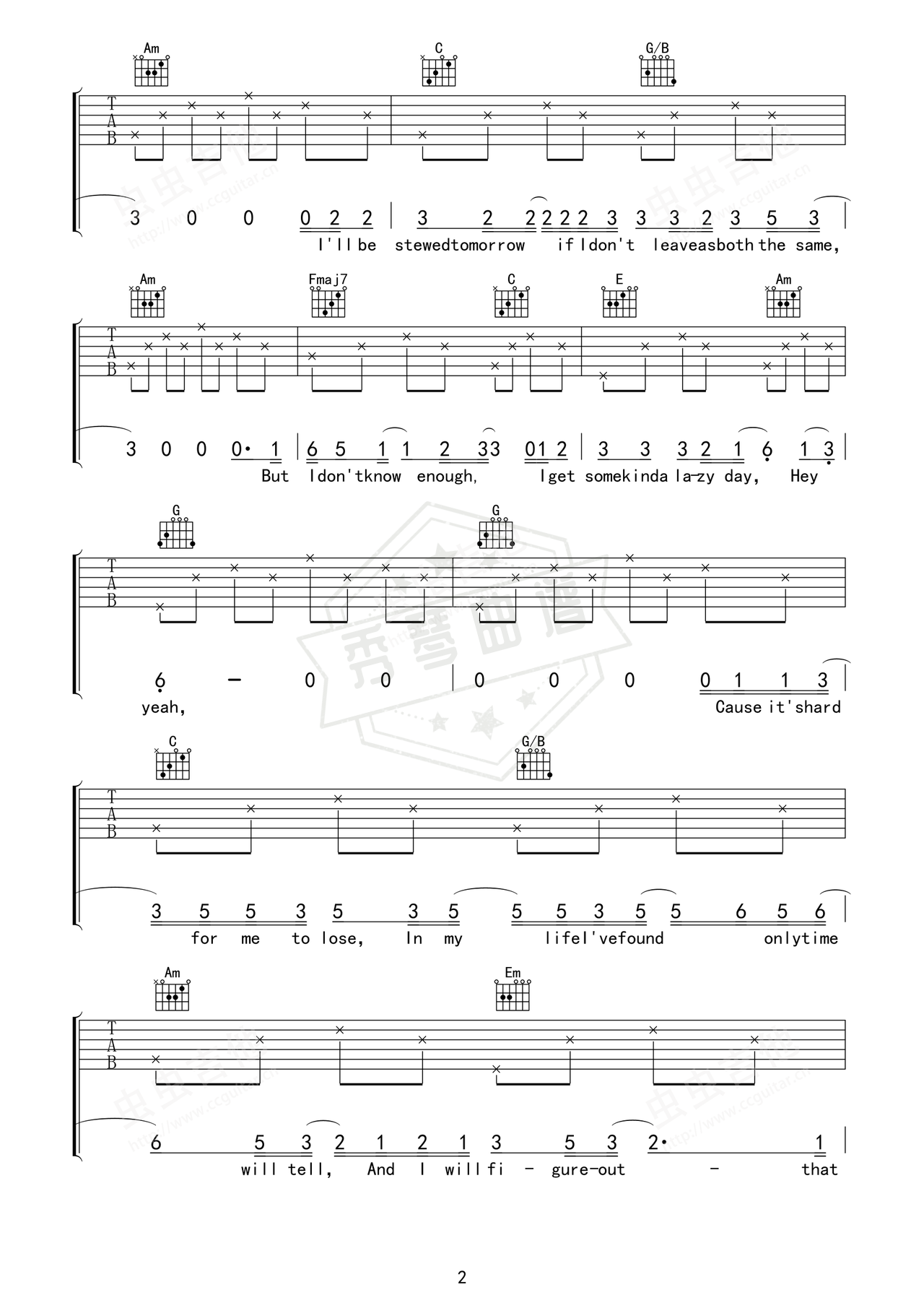 图片[2]-《Free Loop》吉他简谱C调弹唱谱（Free Loop）-秀琴曲谱网