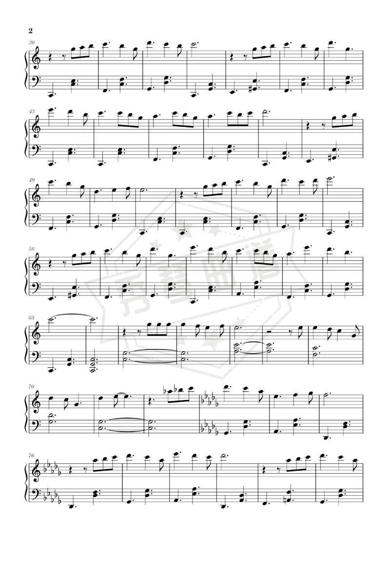 图片[2]-舟原调钢琴谱-毛不易-秀琴曲谱网