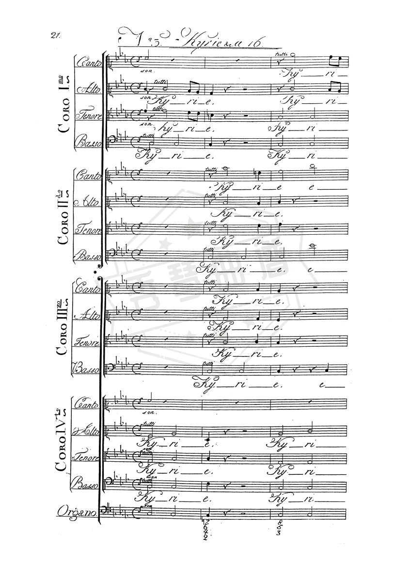 Missa à 16 voci in Quattro Cori(Karl Friedrich Christian Fasch)3. Kyrie eleison II-秀琴曲谱网
