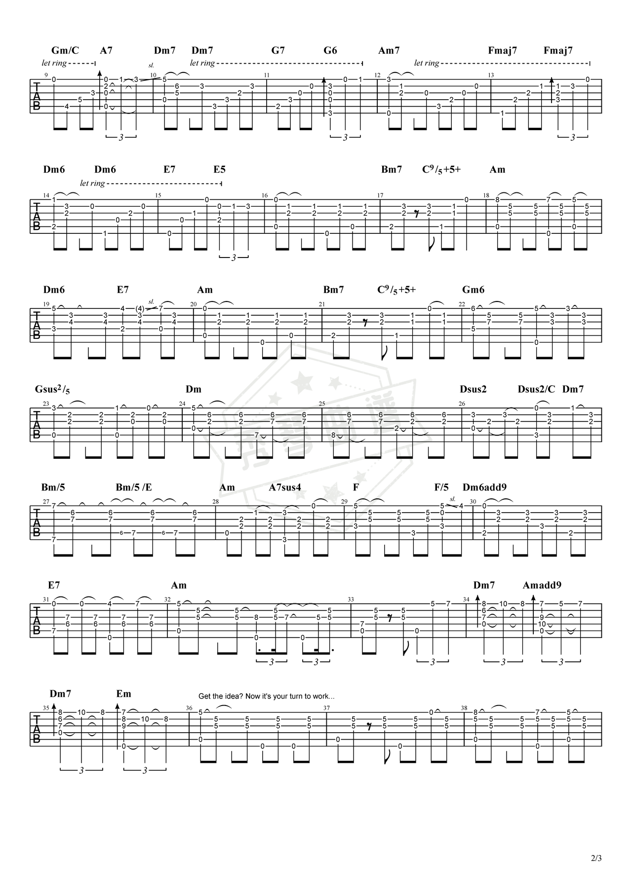 图片[2]-《Manha De Carnaval》吉他简谱C调指弹谱（Chet Atkins）-秀琴曲谱网