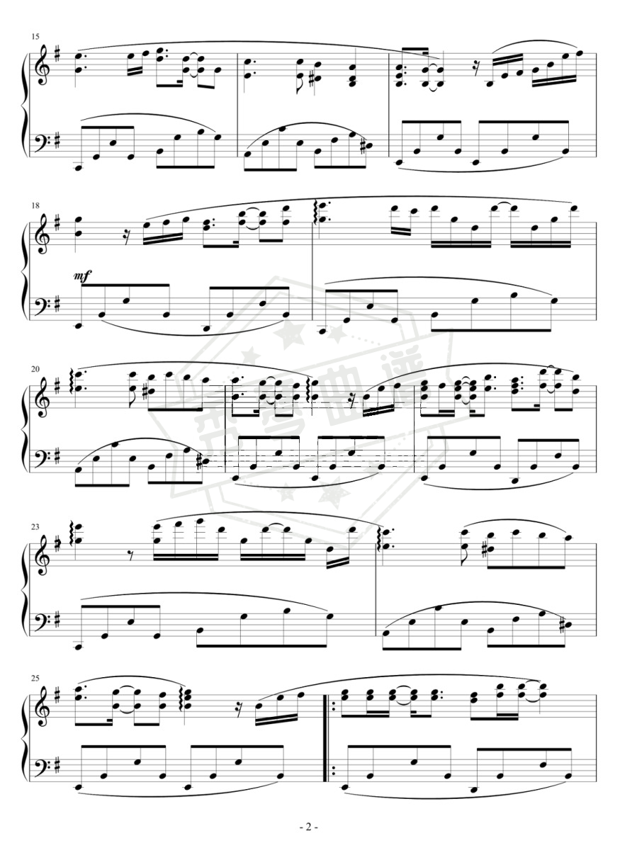 图片[2]-《夜曲》钢琴五线谱g调演奏版-秀琴曲谱网