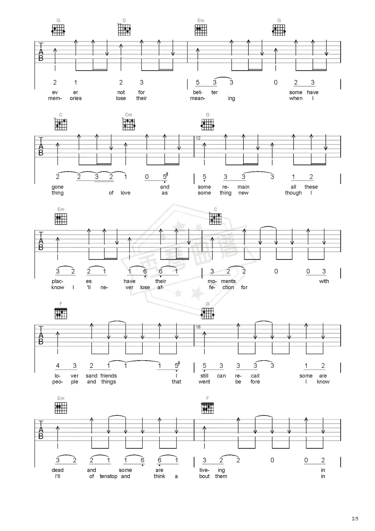 图片[2]-《in my life》吉他简谱C调弹唱谱（The Beatles）-秀琴曲谱网