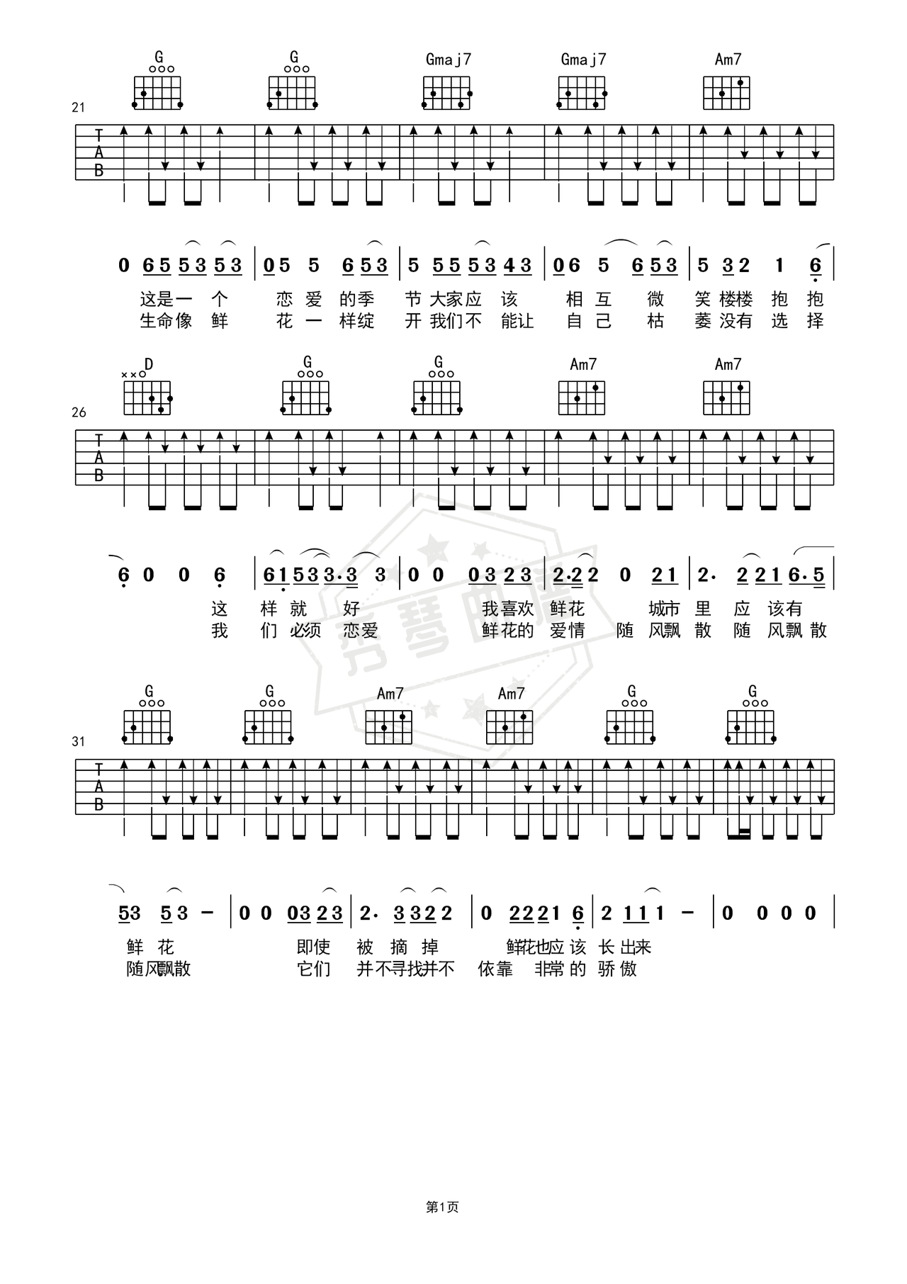 图片[2]-《孤独的人是可耻的》吉他简谱G调弹唱谱（张楚）-秀琴曲谱网