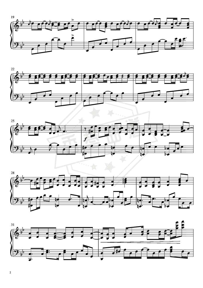 图片[2]-《反方向的钟》钢琴五线谱b调演奏版-秀琴曲谱网
