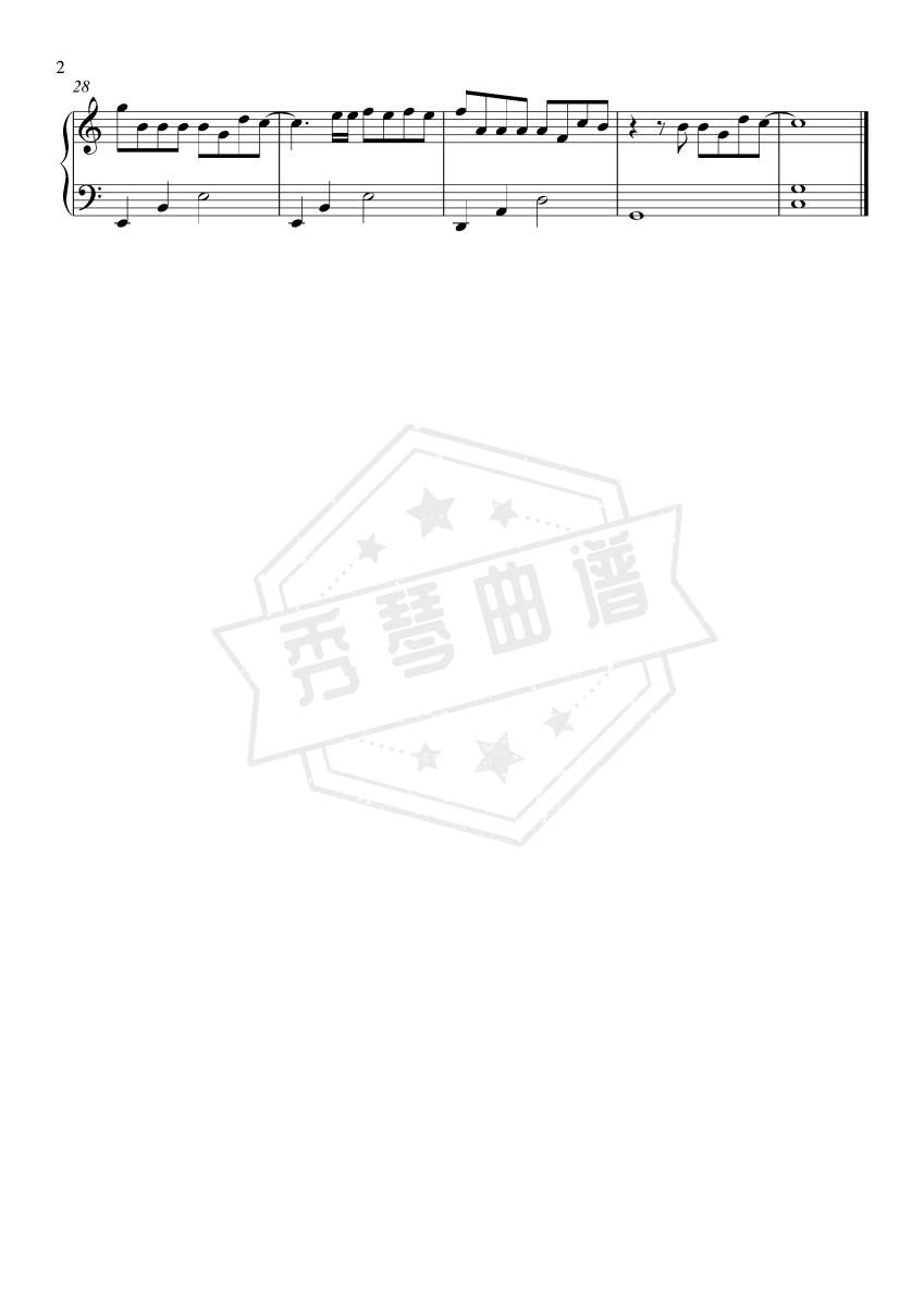 图片[2]-《演员》钢琴五线谱c调演奏版-秀琴曲谱网