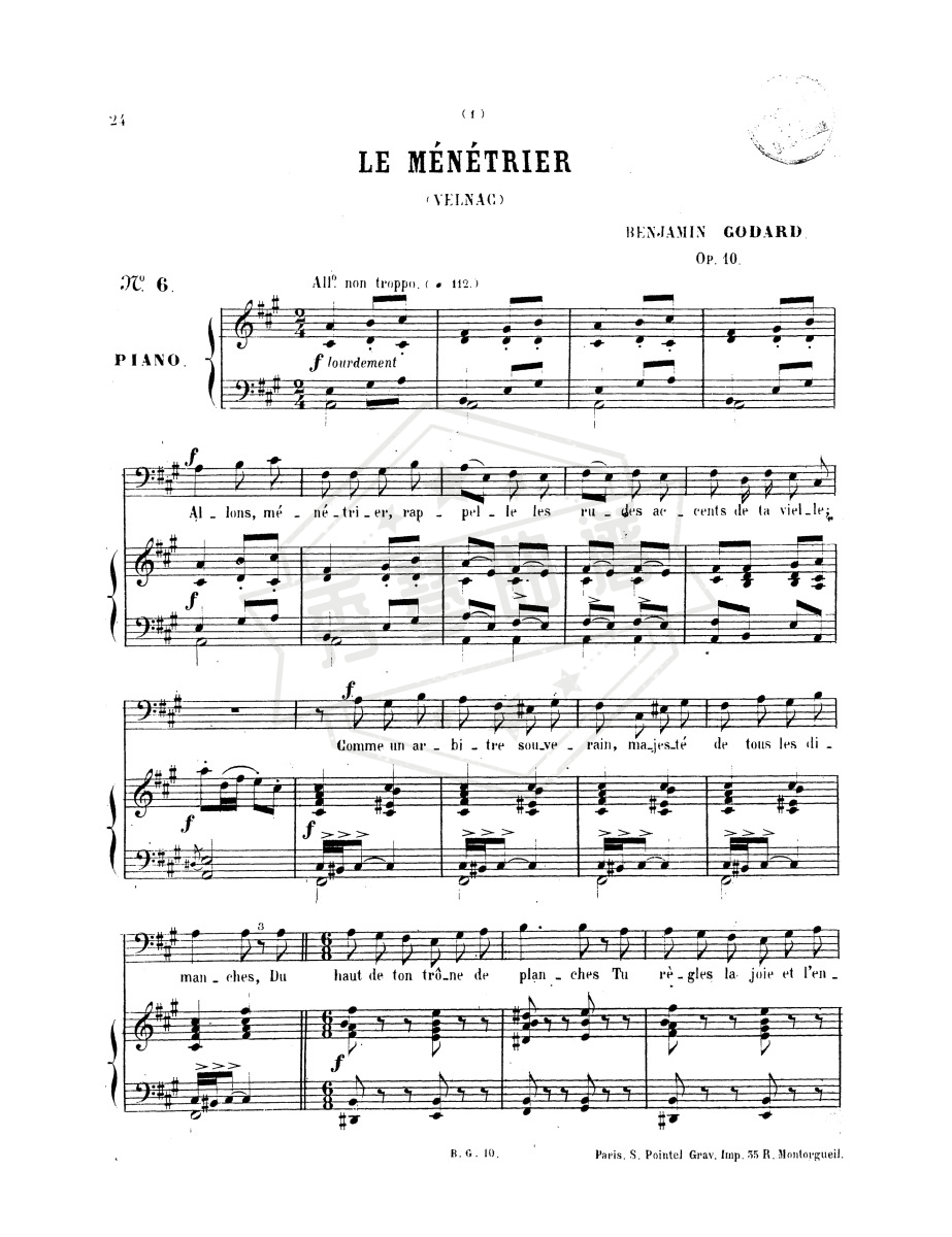 图片[2]-12 Morceaux pour chant et piano,Op.10(Benjamin Godard)6. Le ménétrier (A 大调)-秀琴曲谱网