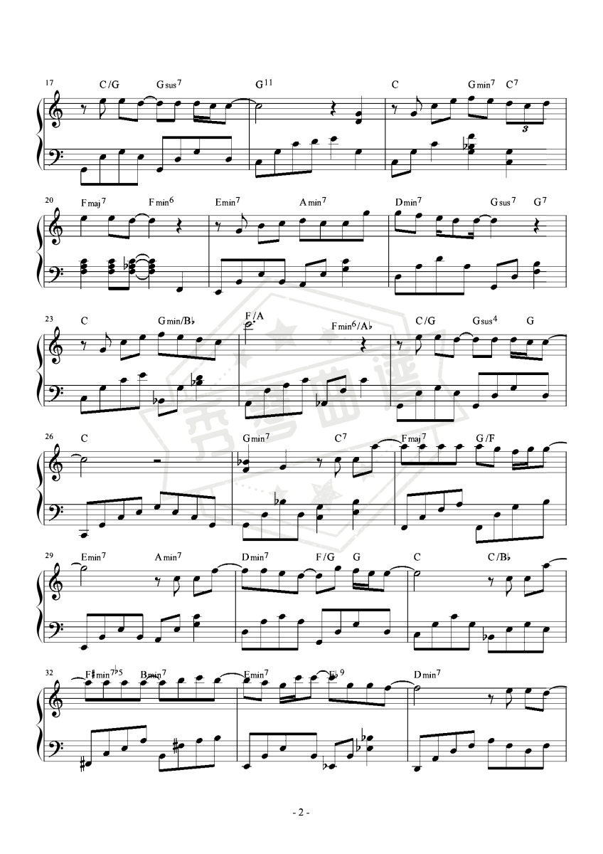 图片[2]-你好吗 C调简易 原版和弦-秀琴曲谱网