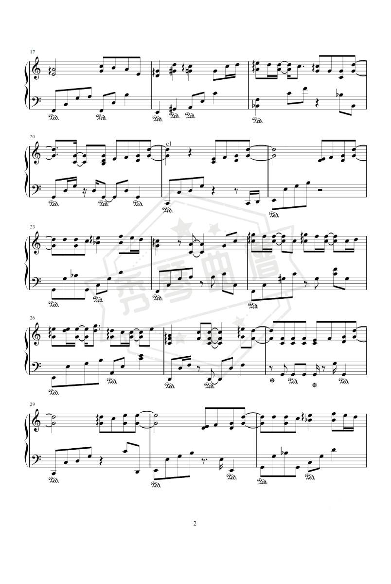 图片[2]-《回望》钢琴五线谱c调演奏版(王俊凯)-秀琴曲谱网