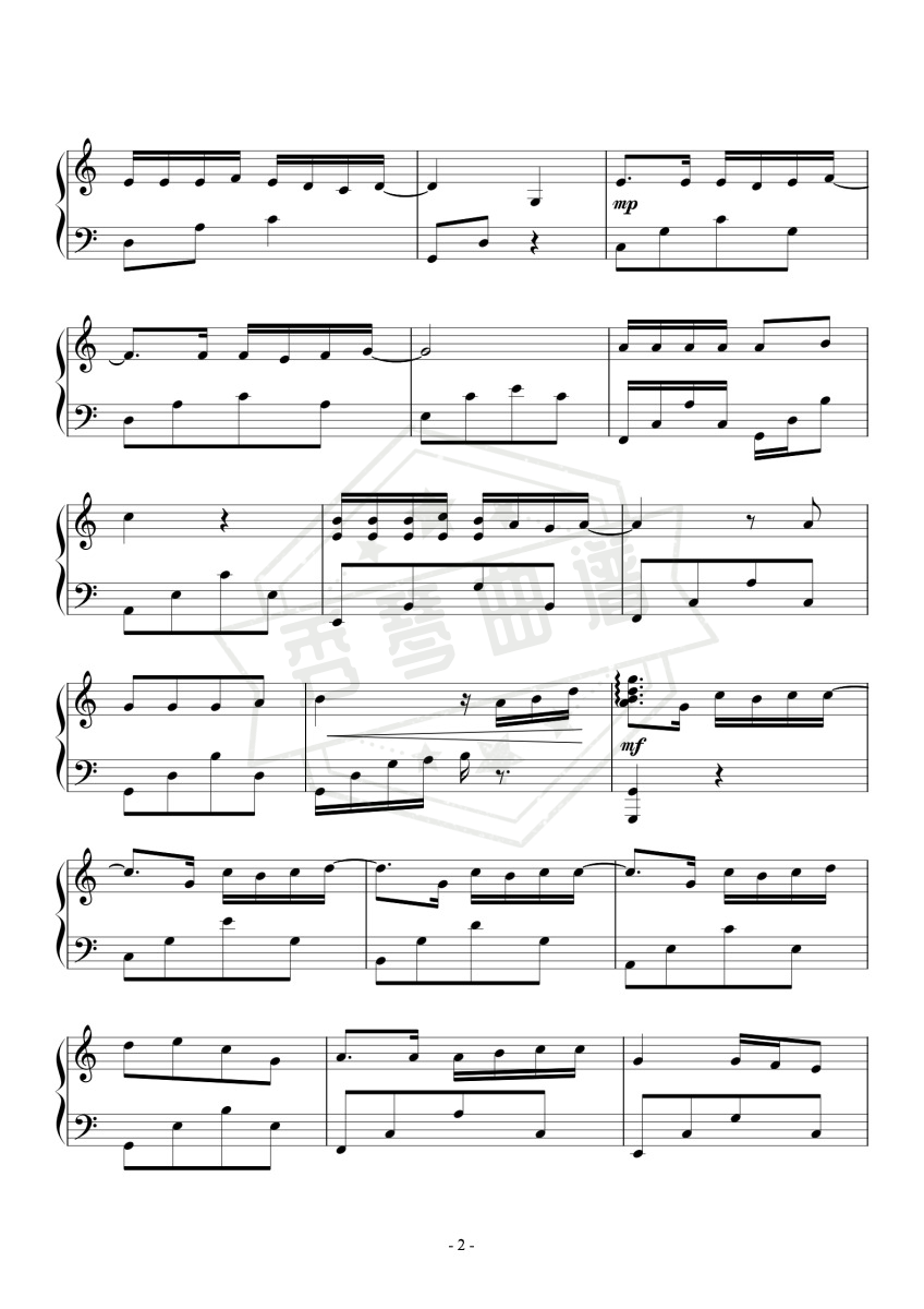图片[2]-《飞云之下》钢琴五线谱c调演奏版-秀琴曲谱网