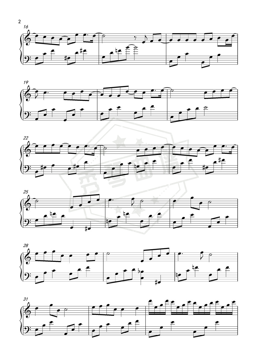 图片[2]-《蒲公英的约定》钢琴五线谱c调演奏版-秀琴曲谱网
