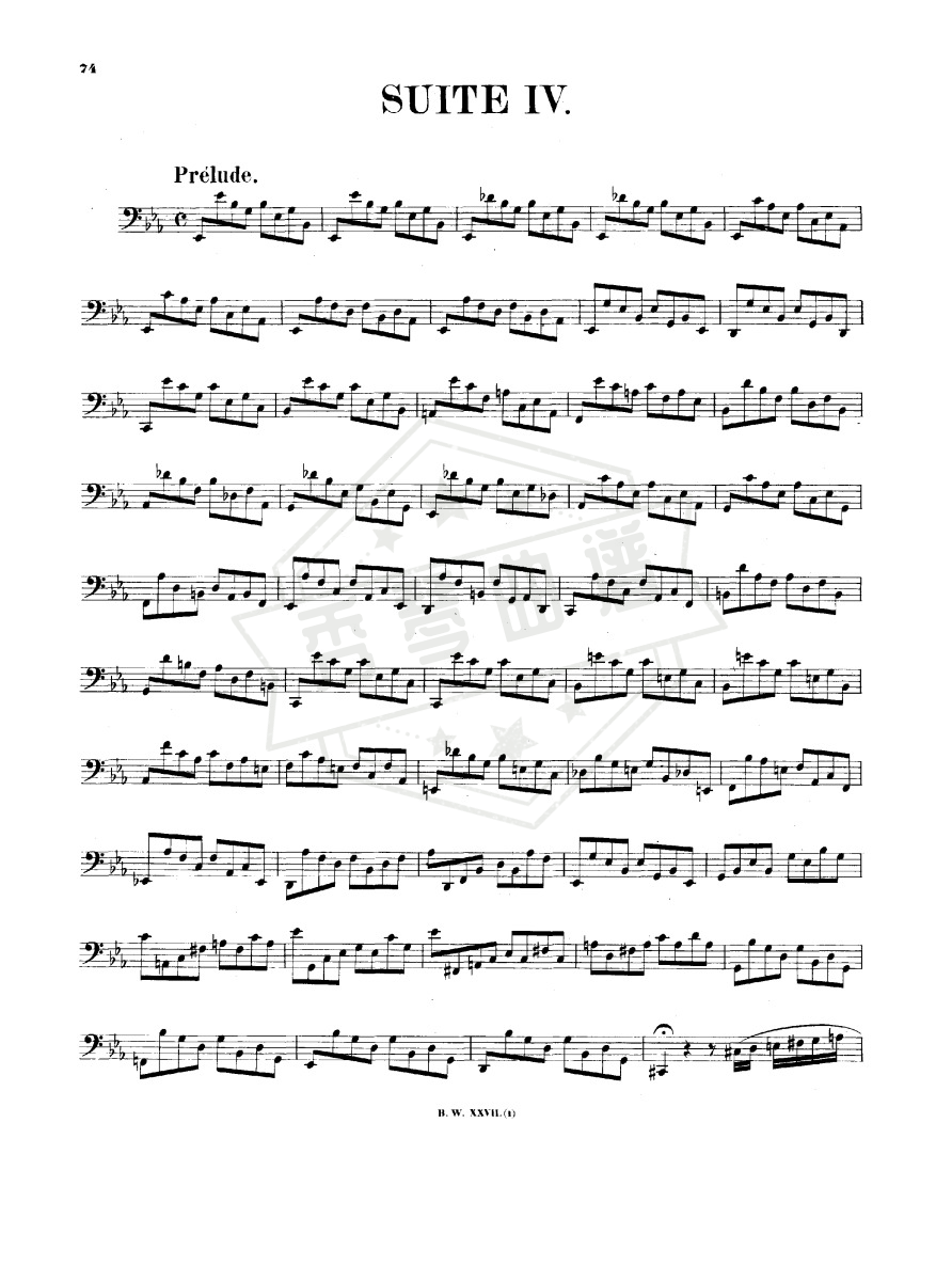 Cello Suite No.4 in E-flat major,BWV 1010(Johann Sebastian Bach)完整乐谱-秀琴曲谱网