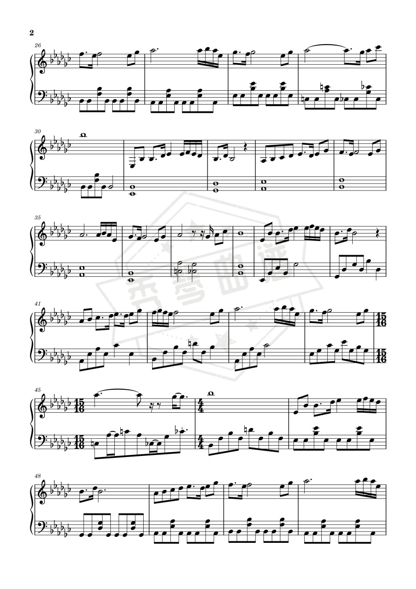 图片[2]-《左手指月》萨顶顶（原调唯美版）-秀琴曲谱网
