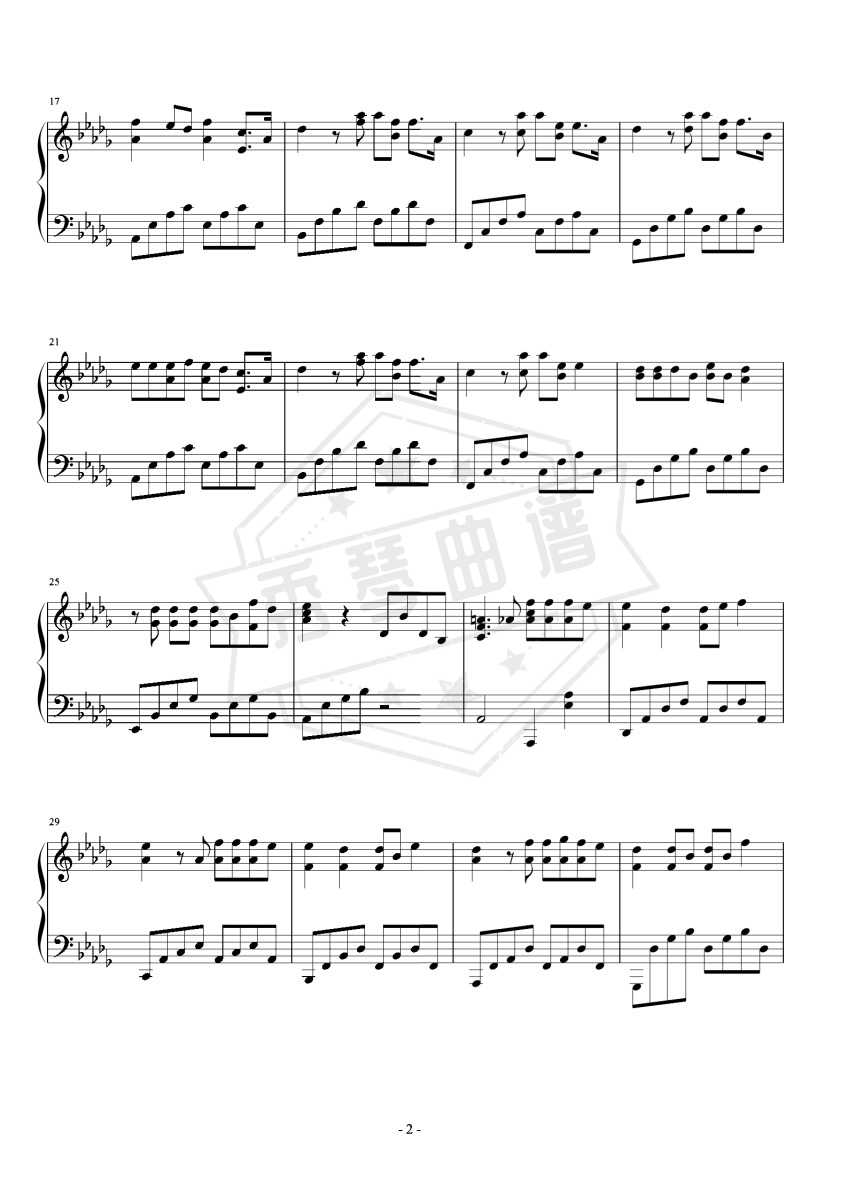 图片[2]-《给我一首歌的时间》钢琴五线谱b调演奏版-秀琴曲谱网