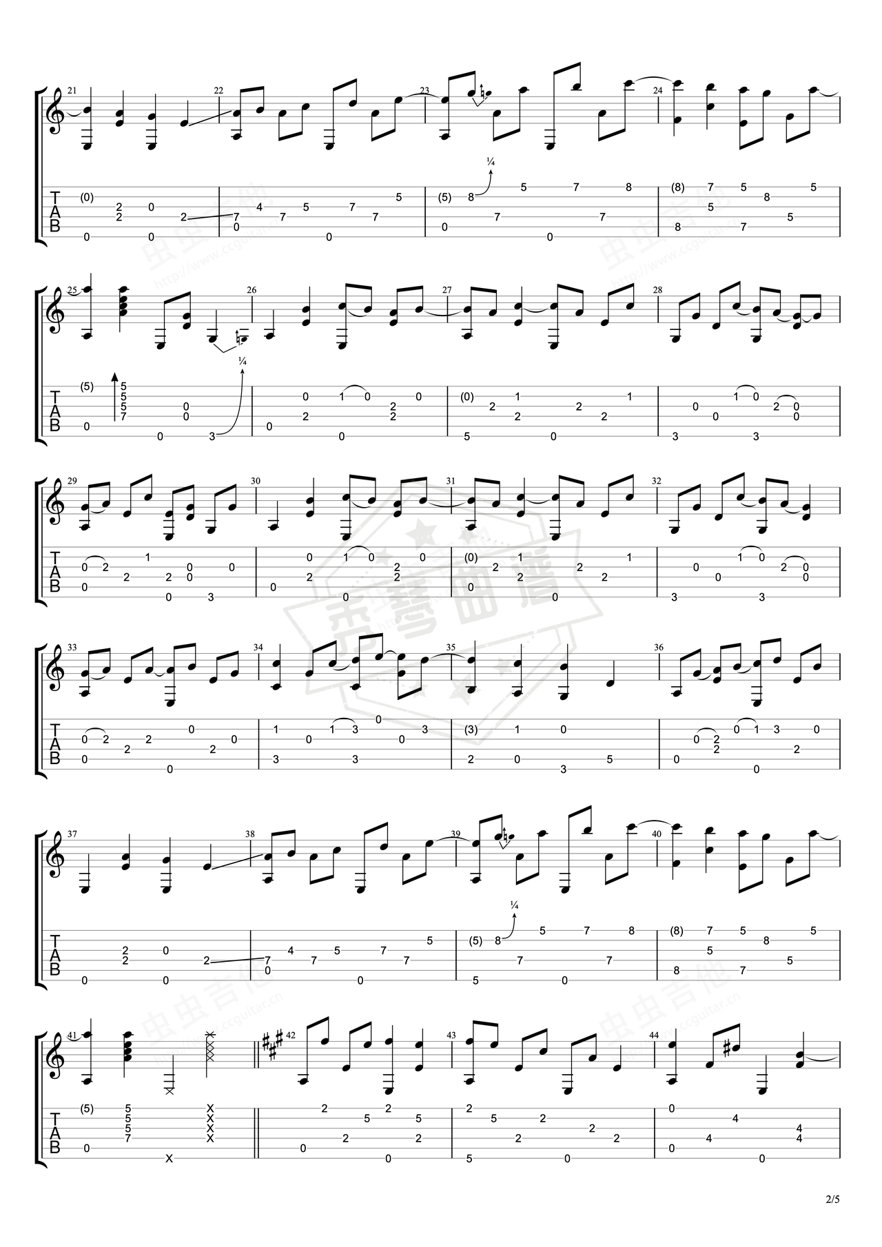 图片[2]-《Countrywide》吉他简谱C调指弹谱（Tommy Emmanuel）-秀琴曲谱网