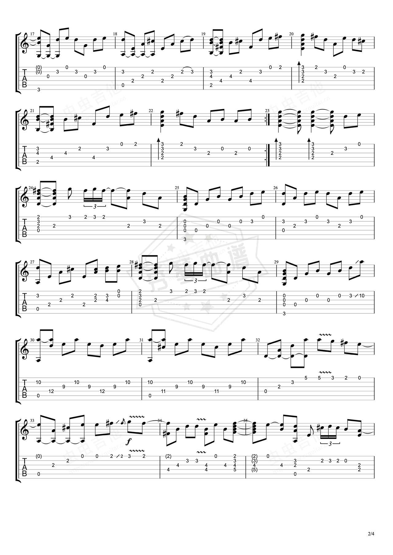 图片[2]-《Right Here Waiting》吉他简谱D调指弹谱（Richard Marx）-秀琴曲谱网