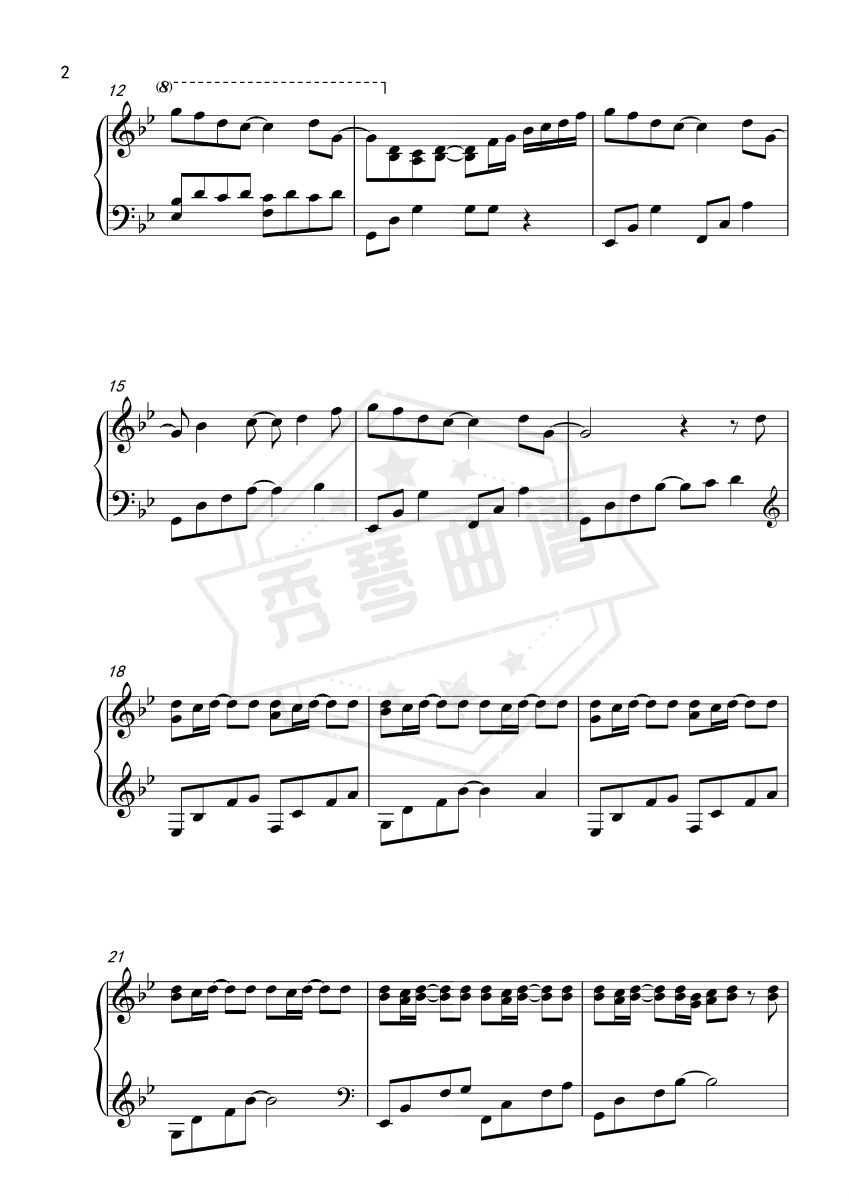 图片[2]-《反方向的钟》钢琴五线谱g调演奏版-秀琴曲谱网