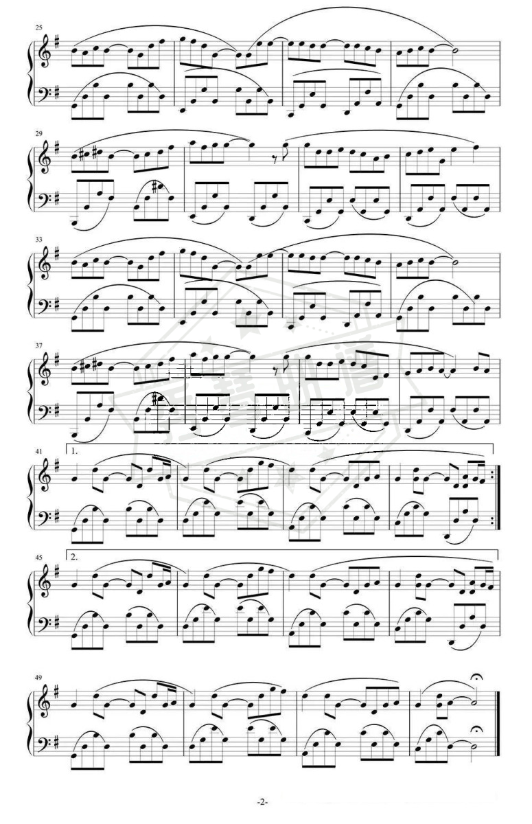 图片[2]-《晴天》钢琴五线谱g调演奏版-秀琴曲谱网