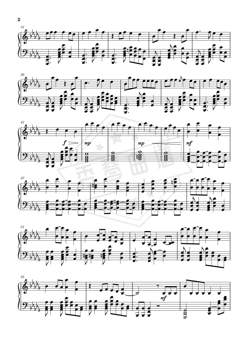 图片[2]-雾里姚六一超高燃原调完美还原独奏版钢琴谱-秀琴曲谱网