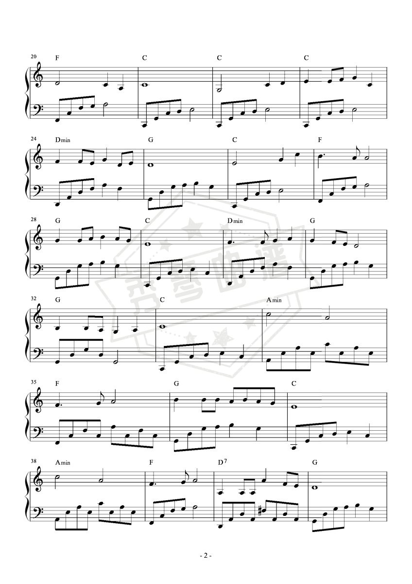 图片[2]-同一首歌 C调简易 怀旧经典-秀琴曲谱网