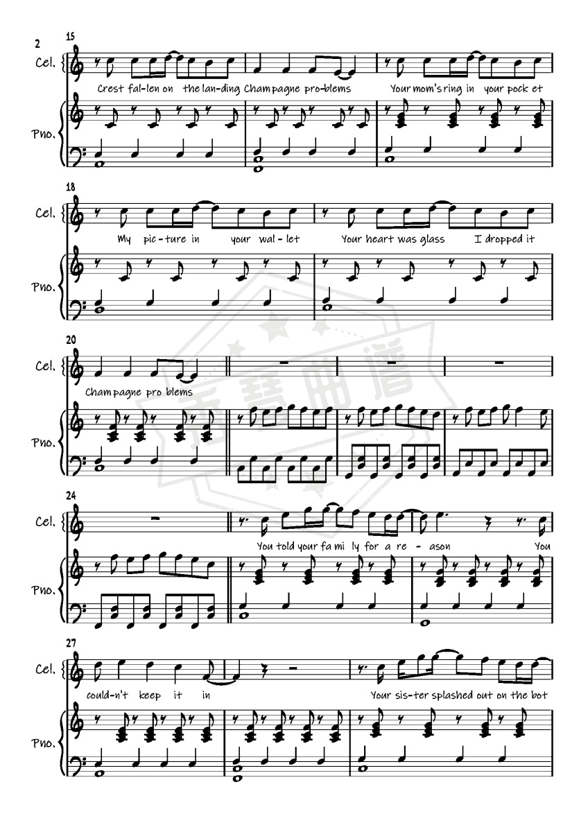 图片[2]-【完整版弹唱谱】champagne problems香槟问题-Taylor Swift泰勒·斯威夫特∣霉霉evermore-秀琴曲谱网