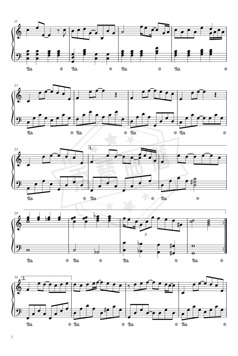 图片[2]-《盲婚哑嫁》钢琴五线谱c调演奏版(陈奕迅)-秀琴曲谱网