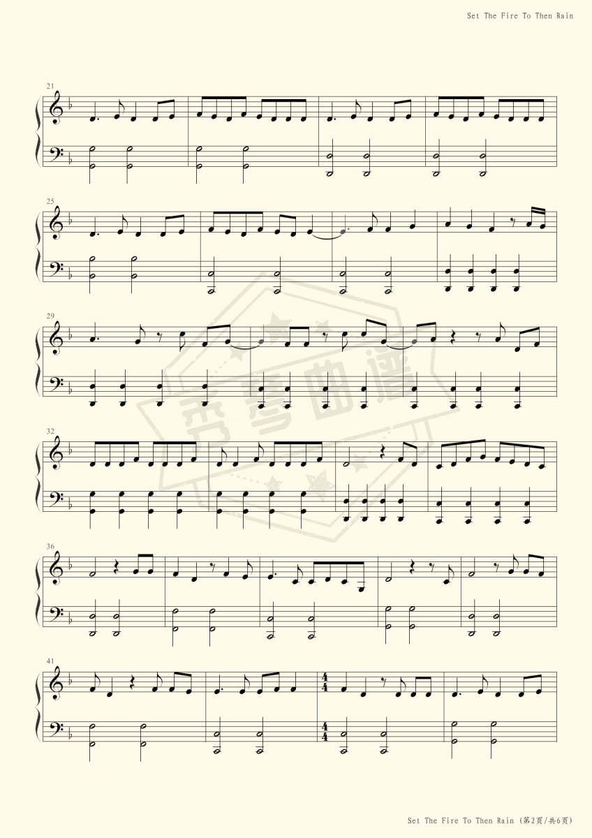 图片[2]-set the fire to the rain-秀琴曲谱网