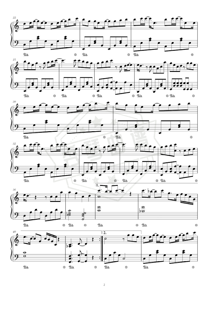 图片[2]-《听说你》钢琴五线谱c调演奏版-秀琴曲谱网