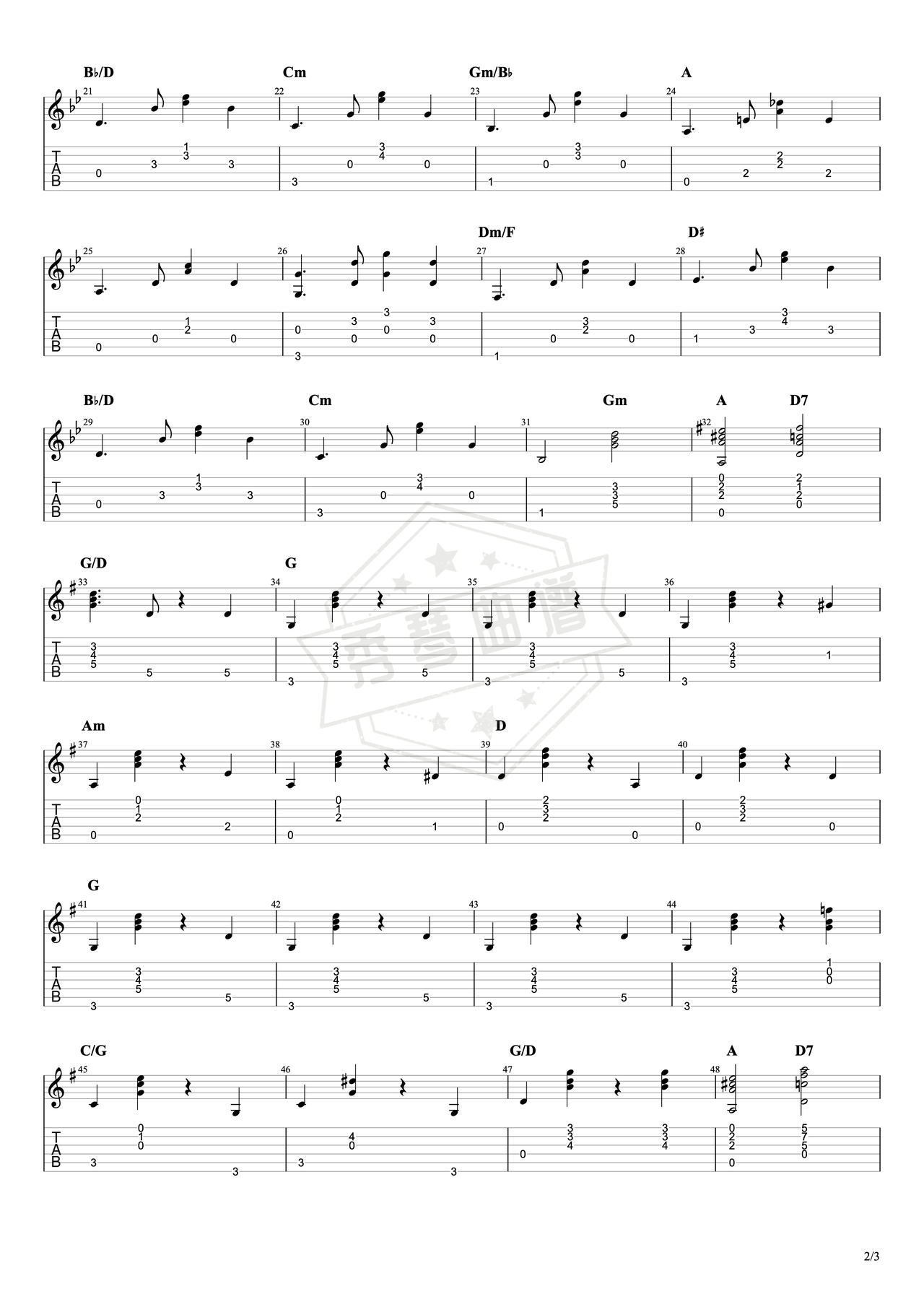 图片[2]-《Por una Cabeza》吉他简谱e调指弹谱（卡洛斯·葛戴尔）-秀琴曲谱网
