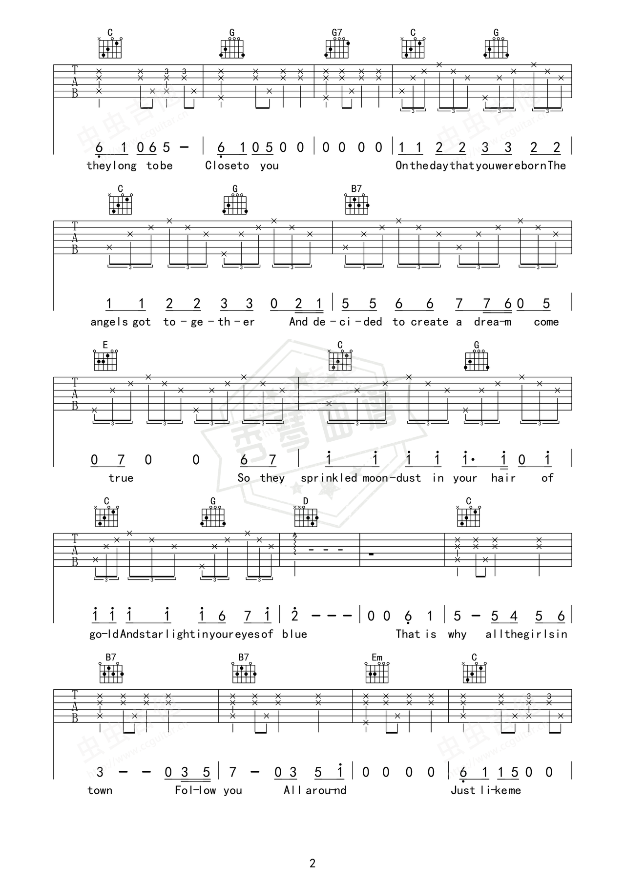 图片[2]-《close to you》吉他简谱G调弹唱谱（Carpenters）-秀琴曲谱网