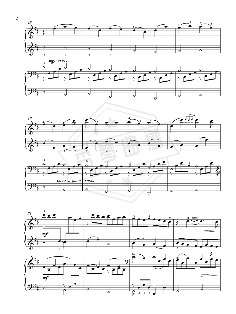 图片[2]-《D大调卡农四手联弹》-约翰·帕赫贝尔（Canon原版）-秀琴曲谱网