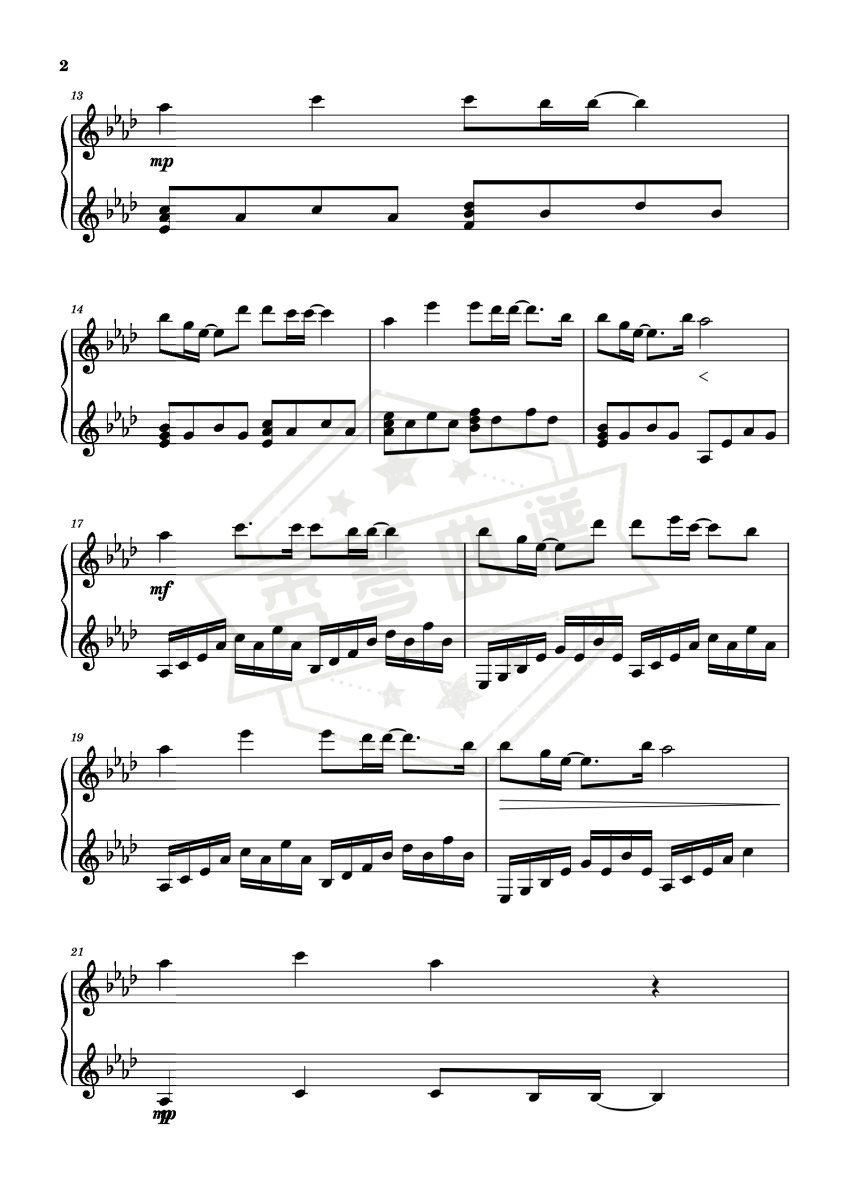 图片[2]-《Rubia》钢琴五线谱A调演奏版(周深)-秀琴曲谱网