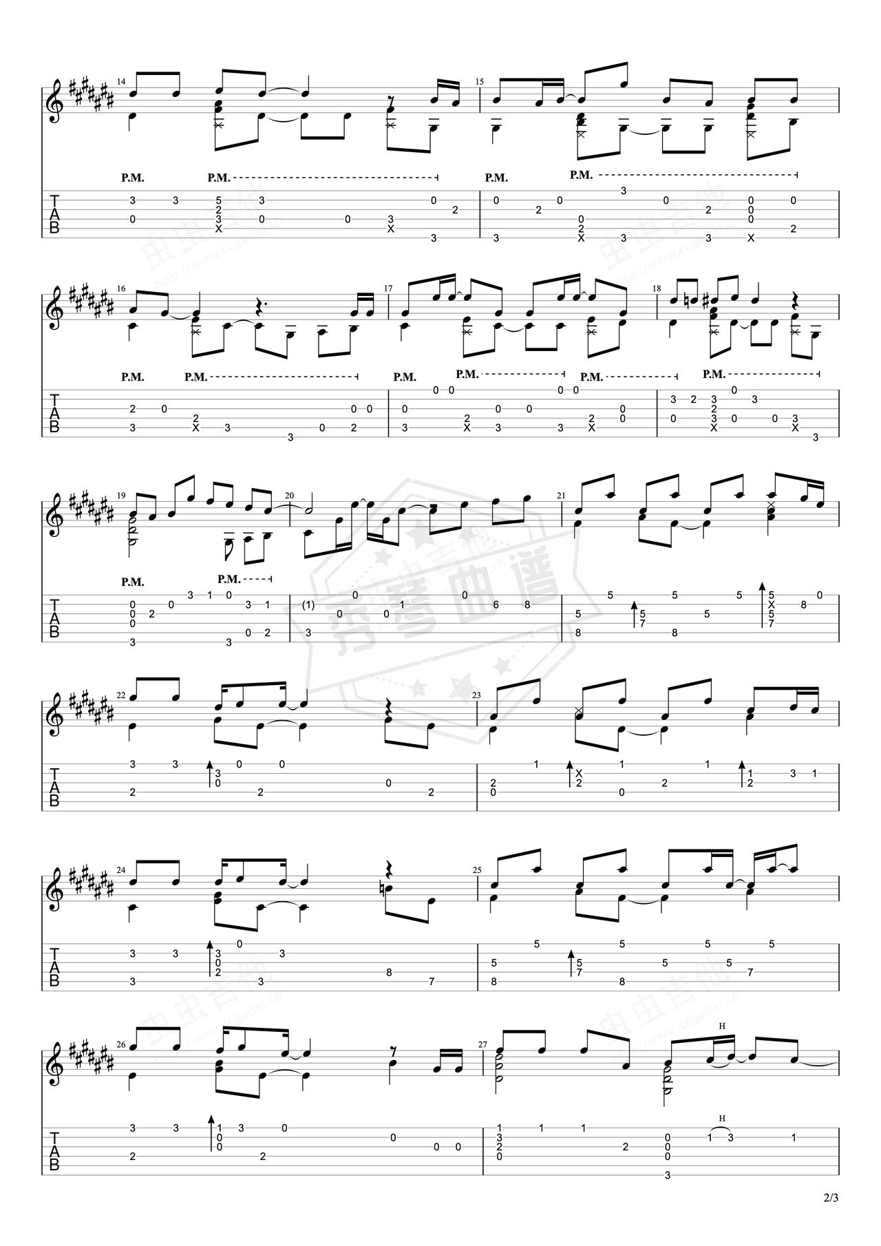 图片[2]-《熬夜上瘾》吉他简谱C#/Db指弹谱（刘亦心）-秀琴曲谱网