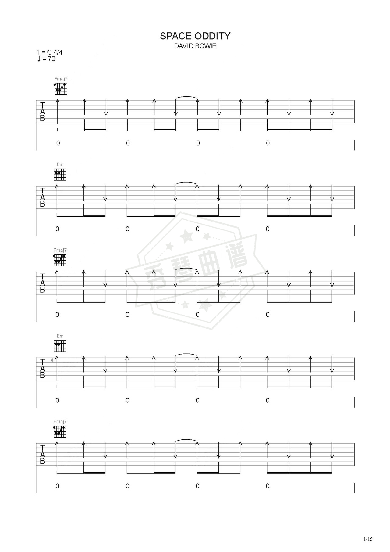 《Space》吉他简谱C调弹唱谱（David Bowie）-秀琴曲谱网