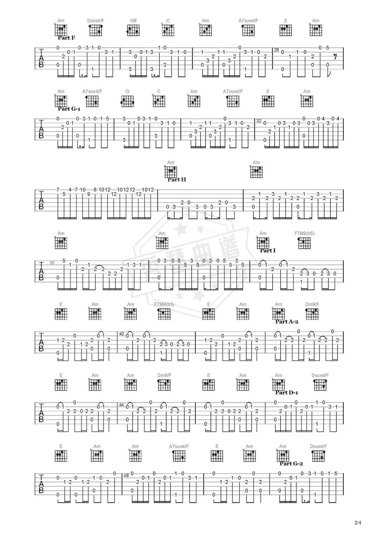图片[2]-《克罗地亚狂想曲》吉他简谱C调指弹谱（马克西姆）-秀琴曲谱网