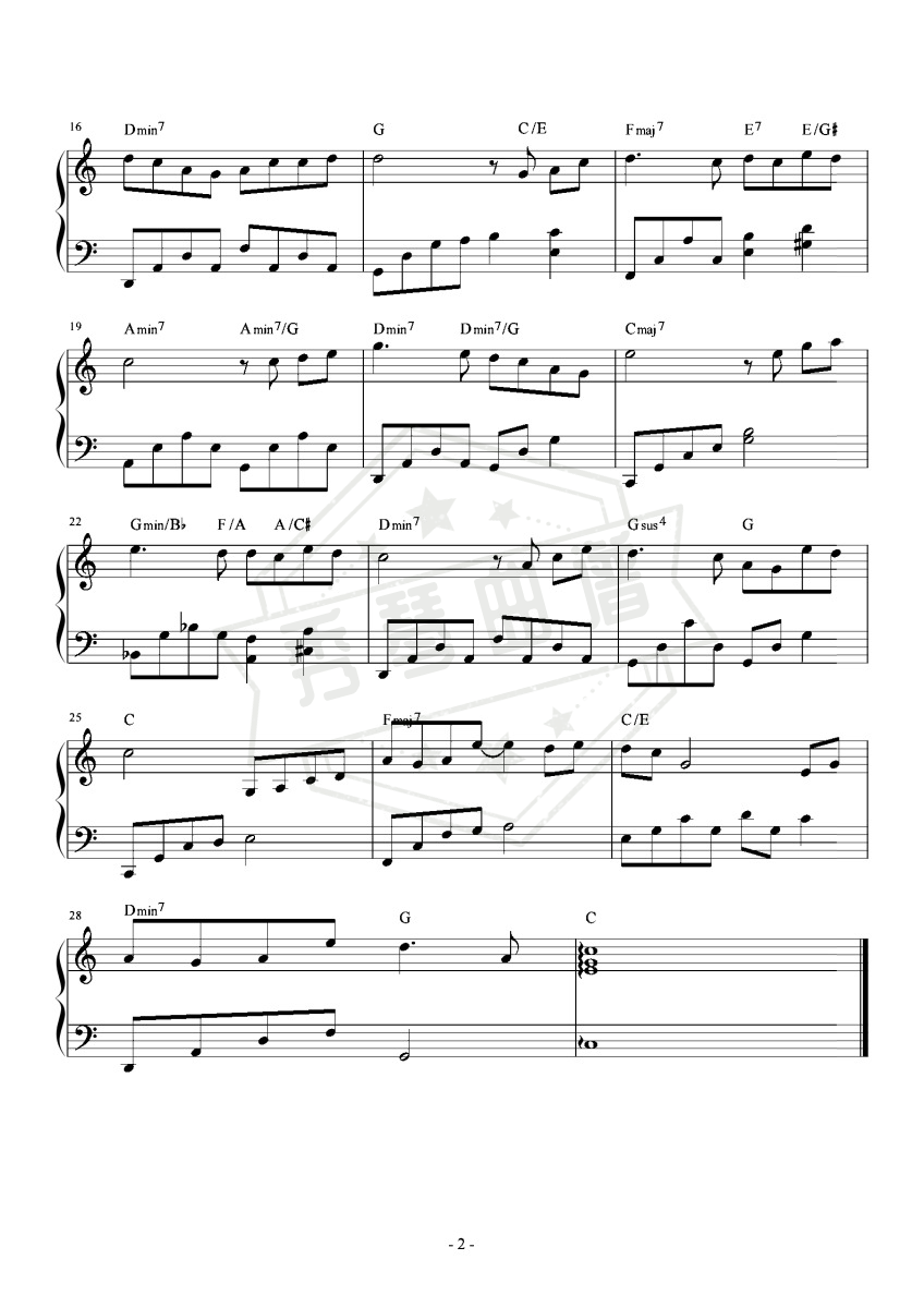 图片[2]-《兰亭序》钢琴五线谱c调演奏版-秀琴曲谱网