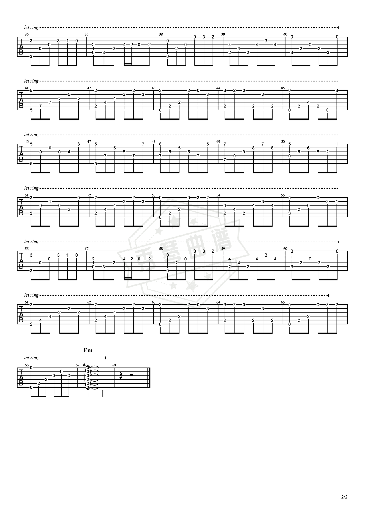 图片[2]-《罗密欧与朱丽叶》吉他简谱G调指弹谱（理查德克莱德曼）-秀琴曲谱网